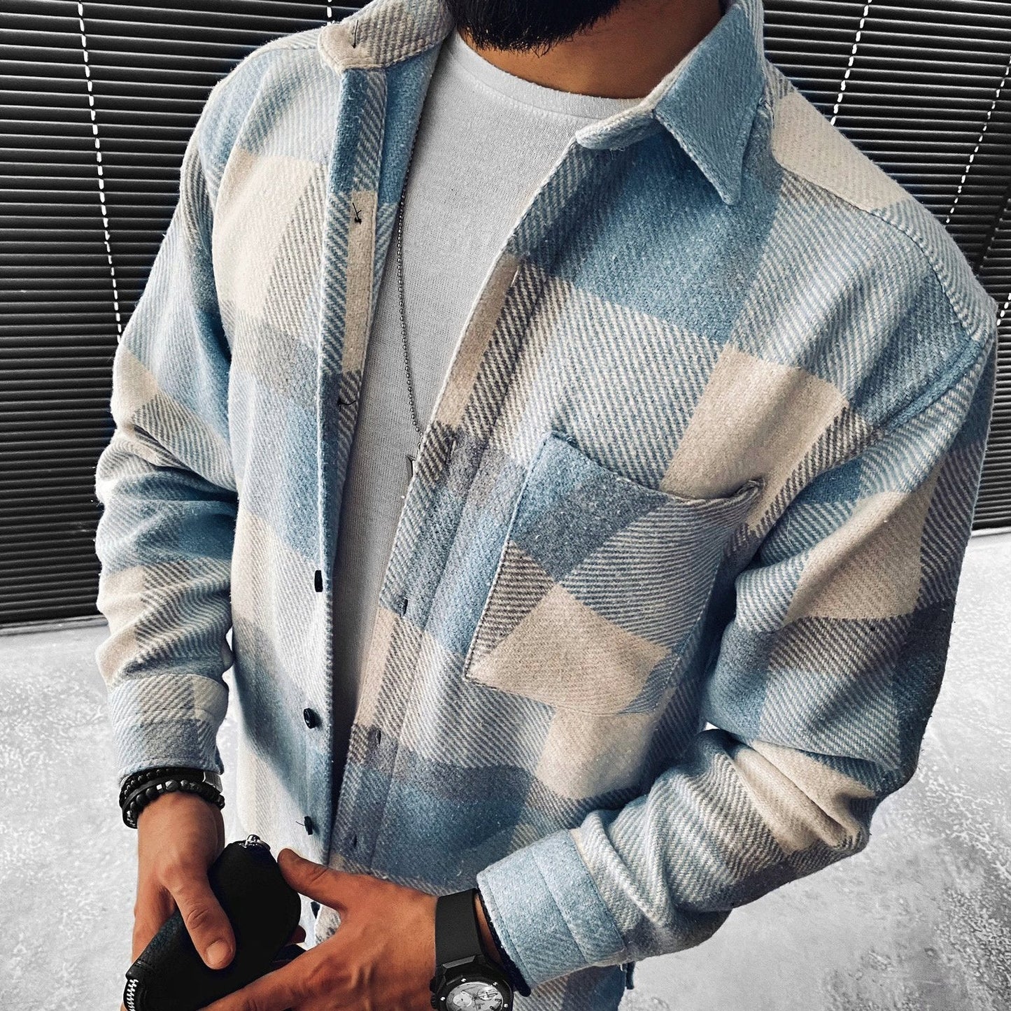 Checked Men's Shirt with Long Sleeves and Timeless Design