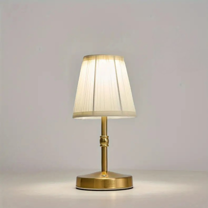 Wireless Table Lamp with Linen Shade and Brass Base for Warm Light