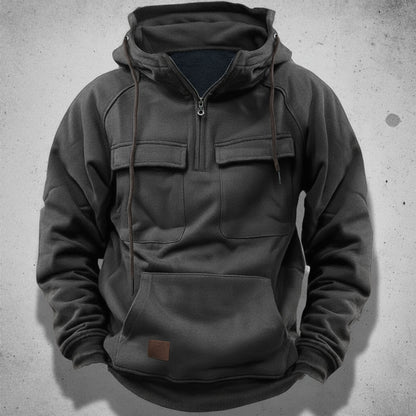 Men's Hoodie with Quarter Zip and Hood for Comfortable and Practical