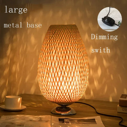Table Lamp with Vintage Bamboo Warm Light and Natural Appearance