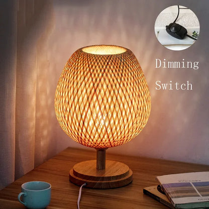 Table Lamp with Vintage Bamboo Warm Light and Natural Appearance