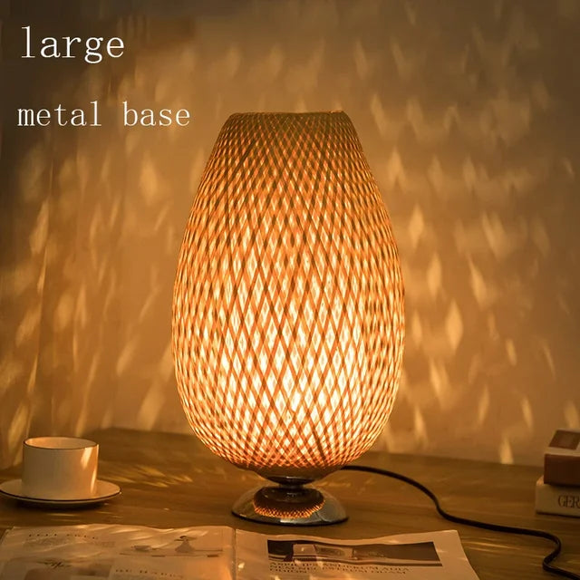 Table Lamp with Vintage Bamboo Warm Light and Natural Appearance
