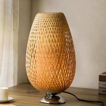 Table Lamp with Vintage Bamboo Warm Light and Natural Appearance