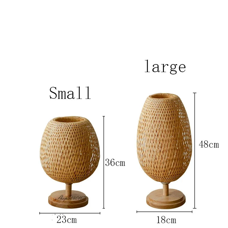 Table Lamp with Vintage Bamboo Warm Light and Natural Appearance