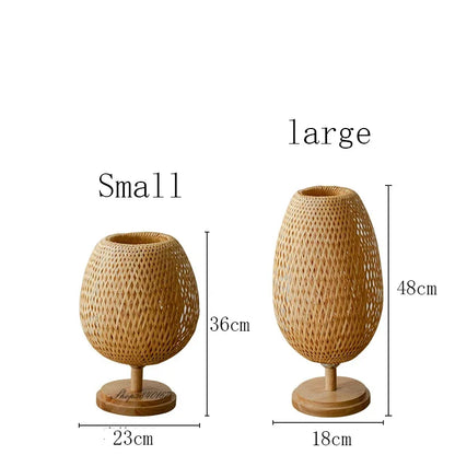 Table Lamp with Vintage Bamboo Warm Light and Natural Appearance
