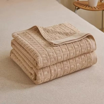 Blanket with Cotton Waffle Design for Summer for Light Bedspread and Throw