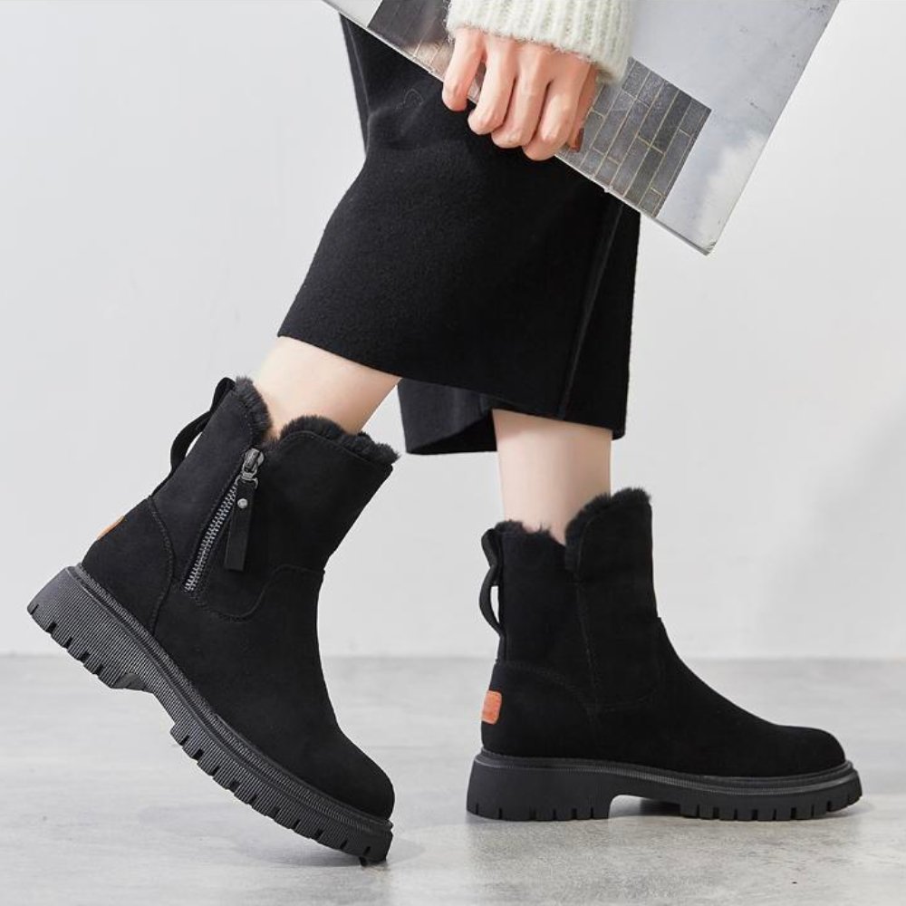 Boots with Ladies' Winter Teddy Lining and Zip Closure for Warm and Comfortable