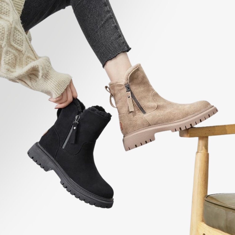 Boots with Ladies' Winter Teddy Lining and Zip Closure for Warm and Comfortable