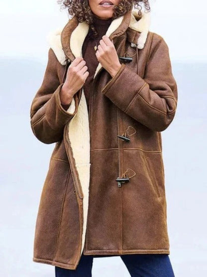 Cozy Shearling Women's Jacket with Hood for Warm and Relaxed