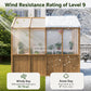 wooden walk-in greenhouse with polycarbonate panels