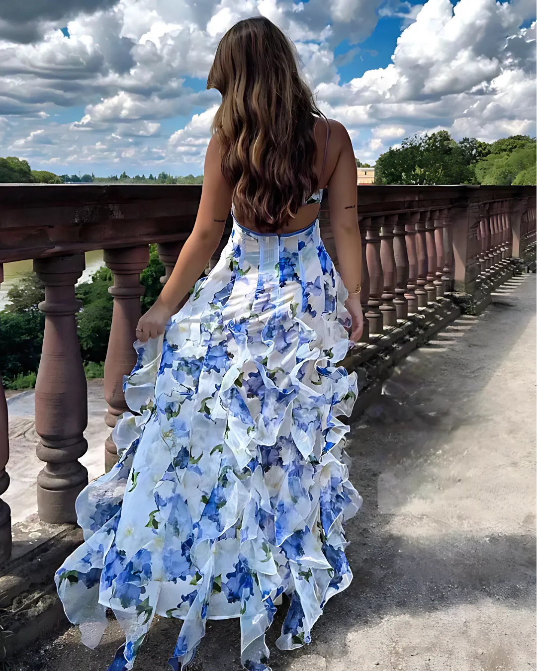 floral ruffle dress