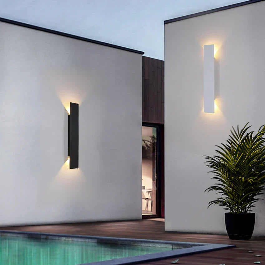 Wall Lamp with Sleek Outdoor Vertical Design and Warm LED Light