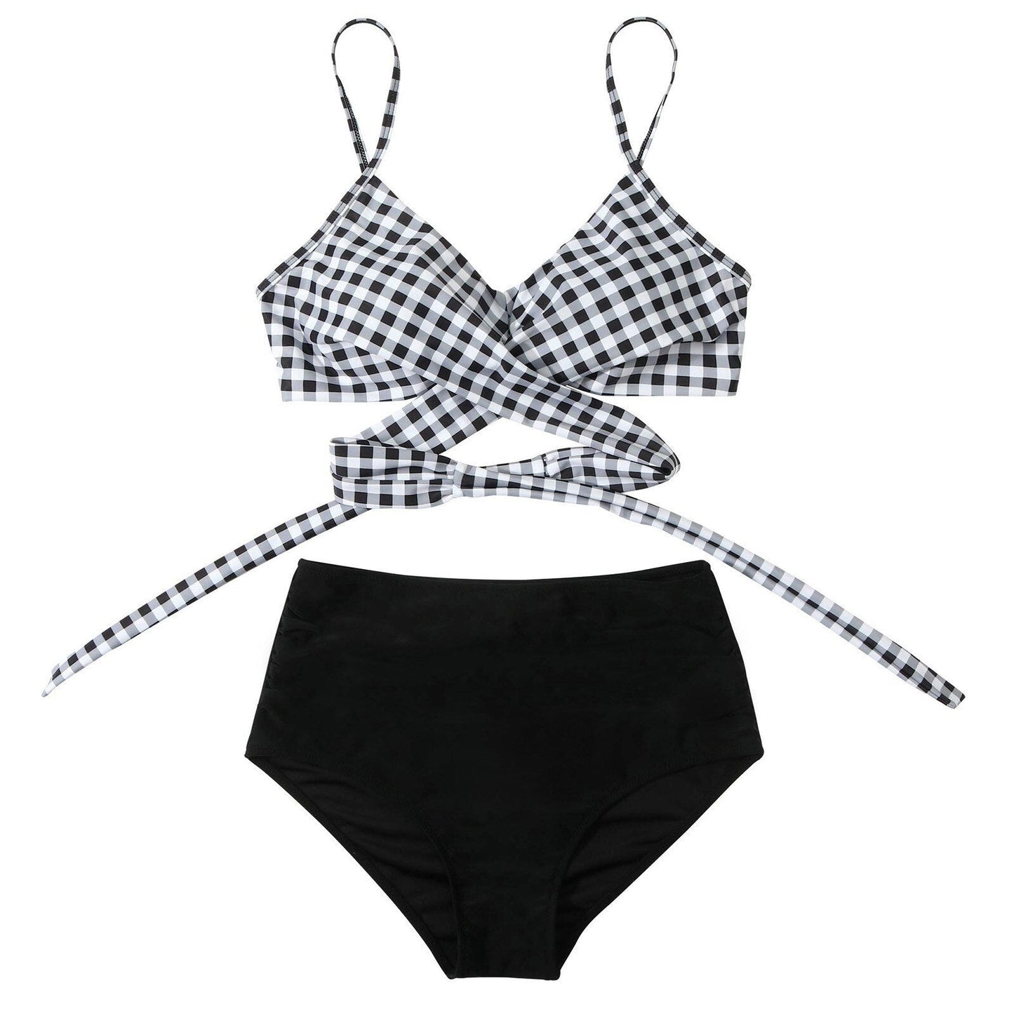 Ladies High Waist Bikini with Tropical Print and Pads