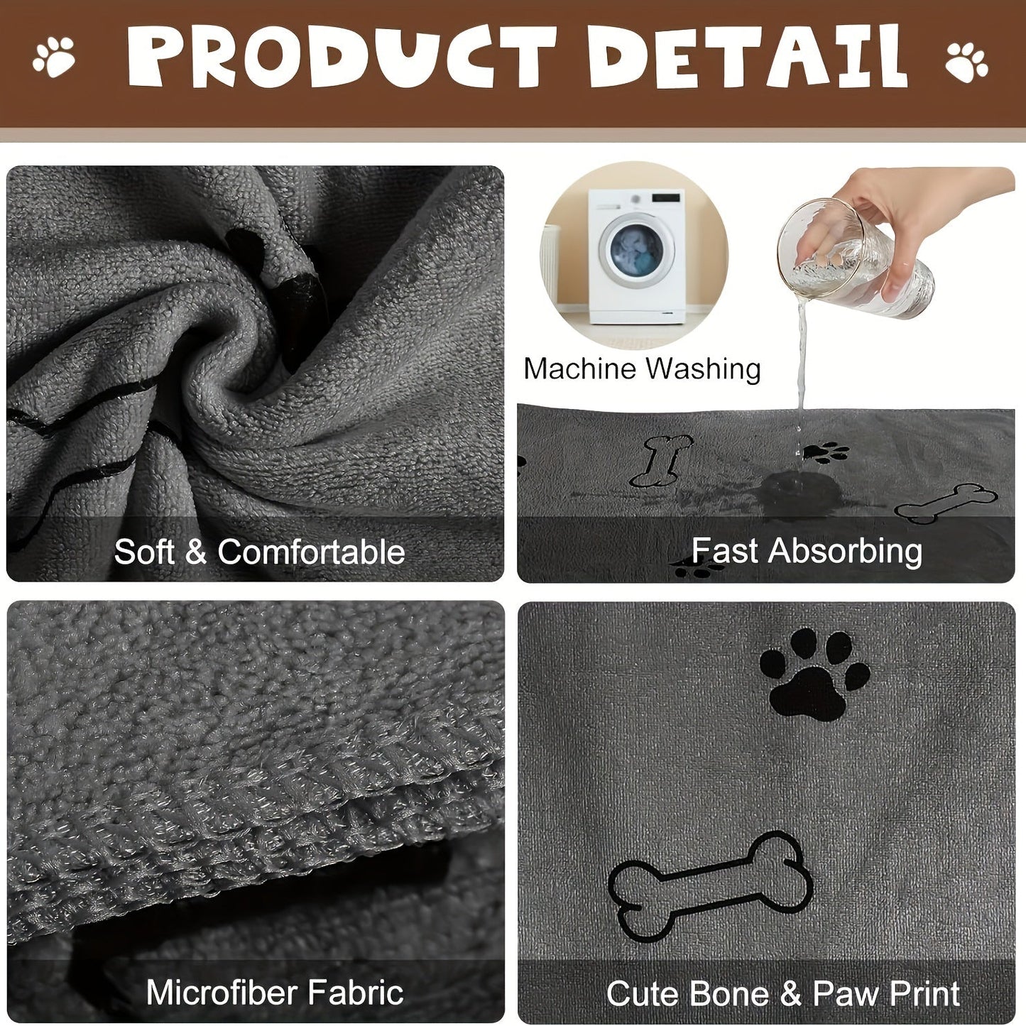 Dog with Microfibre Towel for Quick-Drying and Highly Absorbent