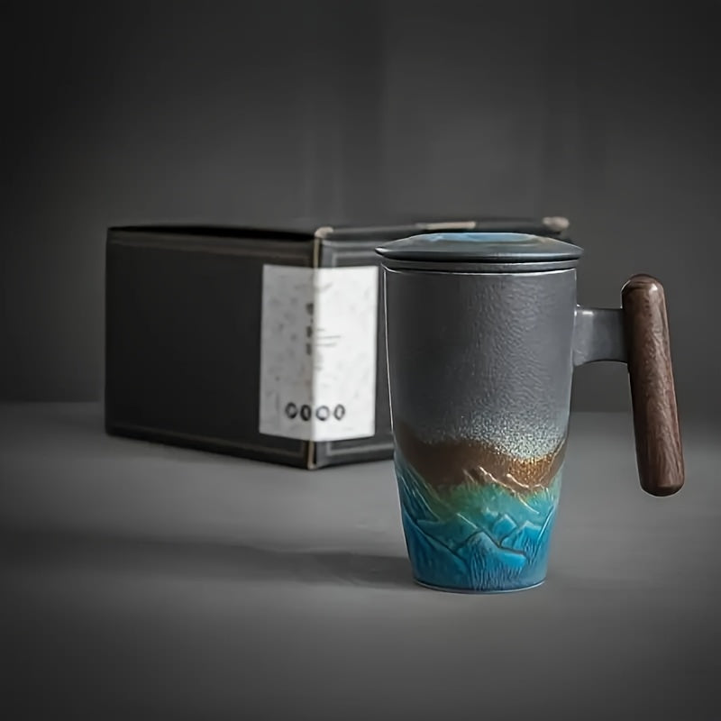 Mug with Handmade Ceramic Tea Strainer with Authentic Design and Practical Use