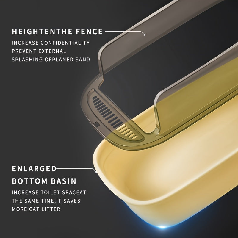 Cat Litter Tray with Raised Edge and Scoop with Splash-Free and Practical Design