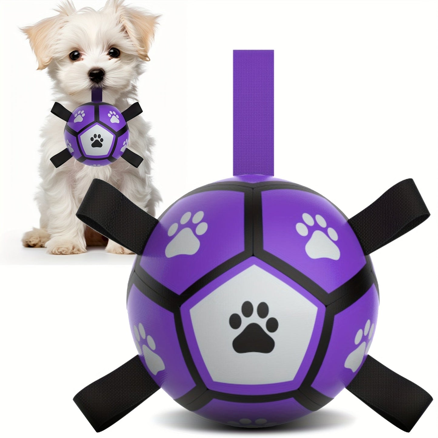 Dog with Rubber Play Ball with Handles for Indoor and Outdoor Use