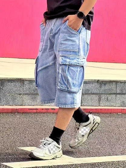 Casual Men's Denim Cargo Shorts for Robust and Practical for Daily Use
