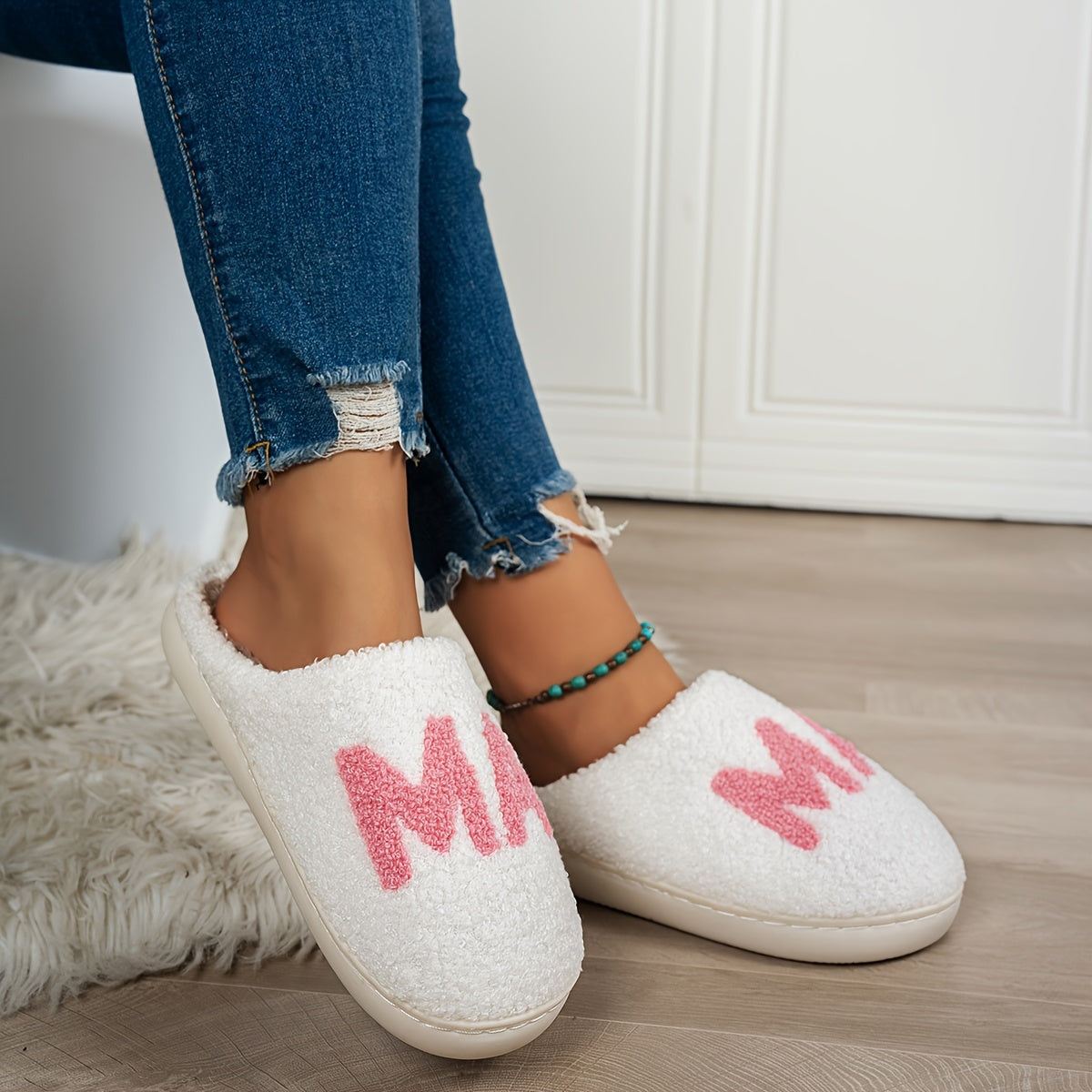 Velvet Slippers with MAMA for Soft and Comfortable Slippers for Mother's Day
