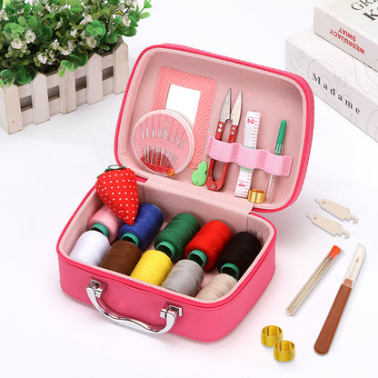 Case Complete Portable Sewing Kit in Faux Leather for Compact and Practical