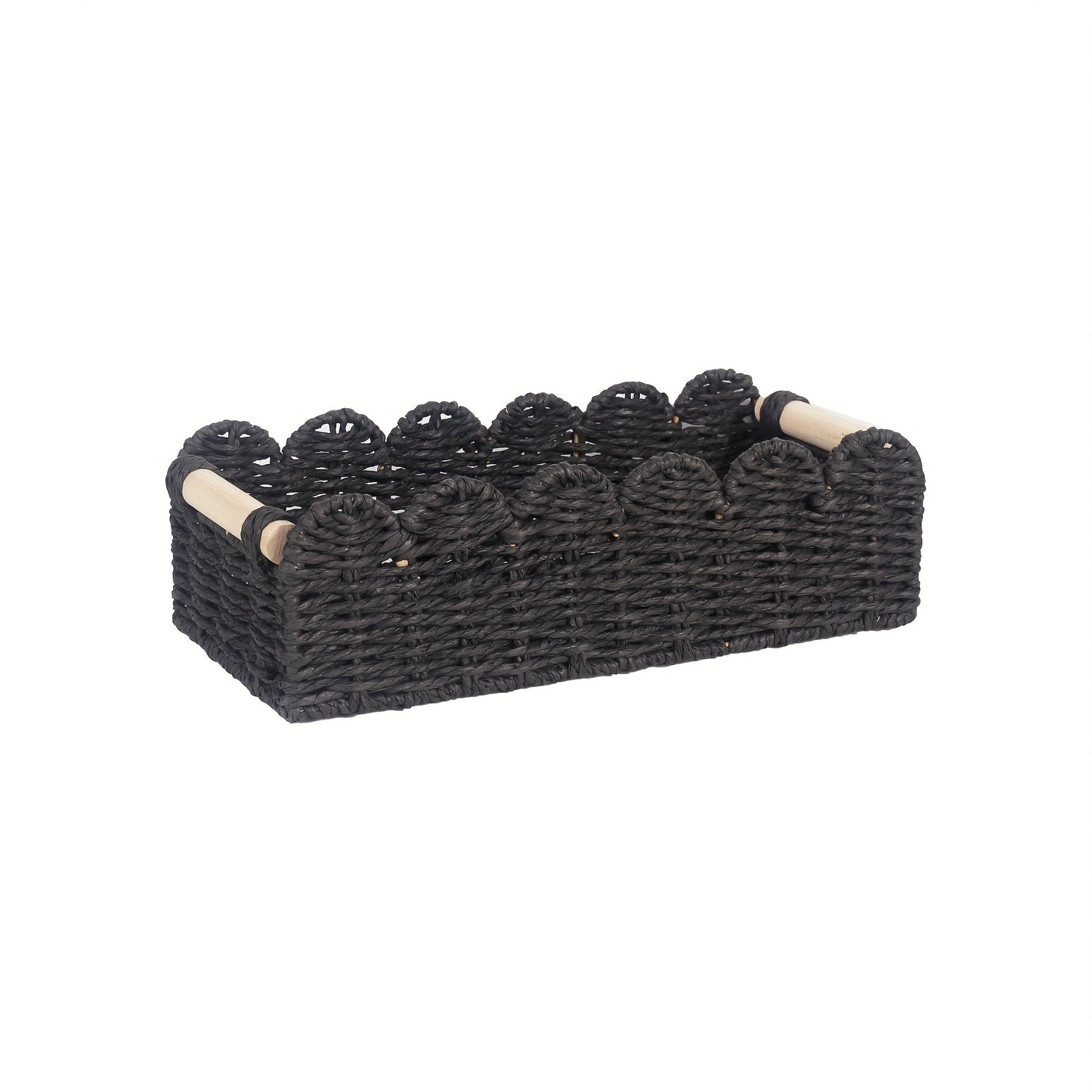 Storage Basket with Boho Woven Fan Edge for Decorative and Practical for Any Interior