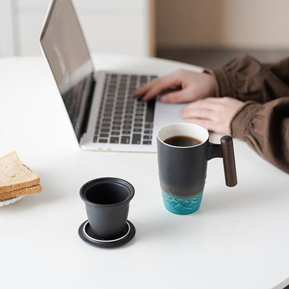 Mug with Handmade Ceramic Tea Strainer with Authentic Design and Practical Use
