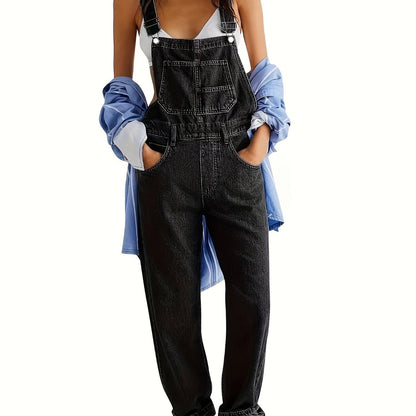 Ladies Denim Dungarees for Casual Overall with Loose Fit
