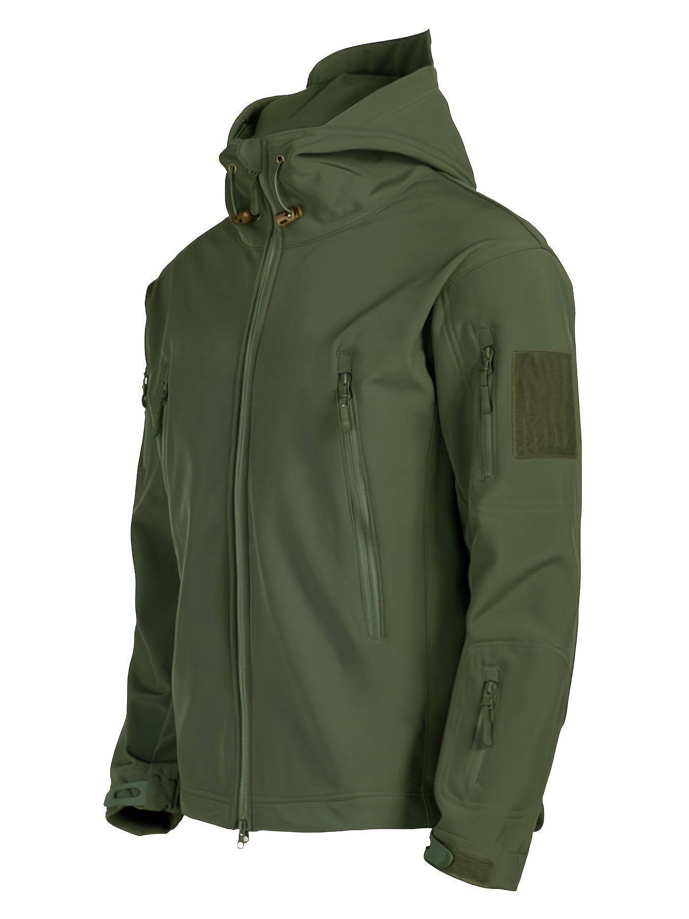 Men's Outdoor Softshell Jacket with Hood and Warm Windproof Lining