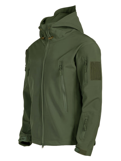 Men's Outdoor Softshell Jacket with Hood and Warm Windproof Lining