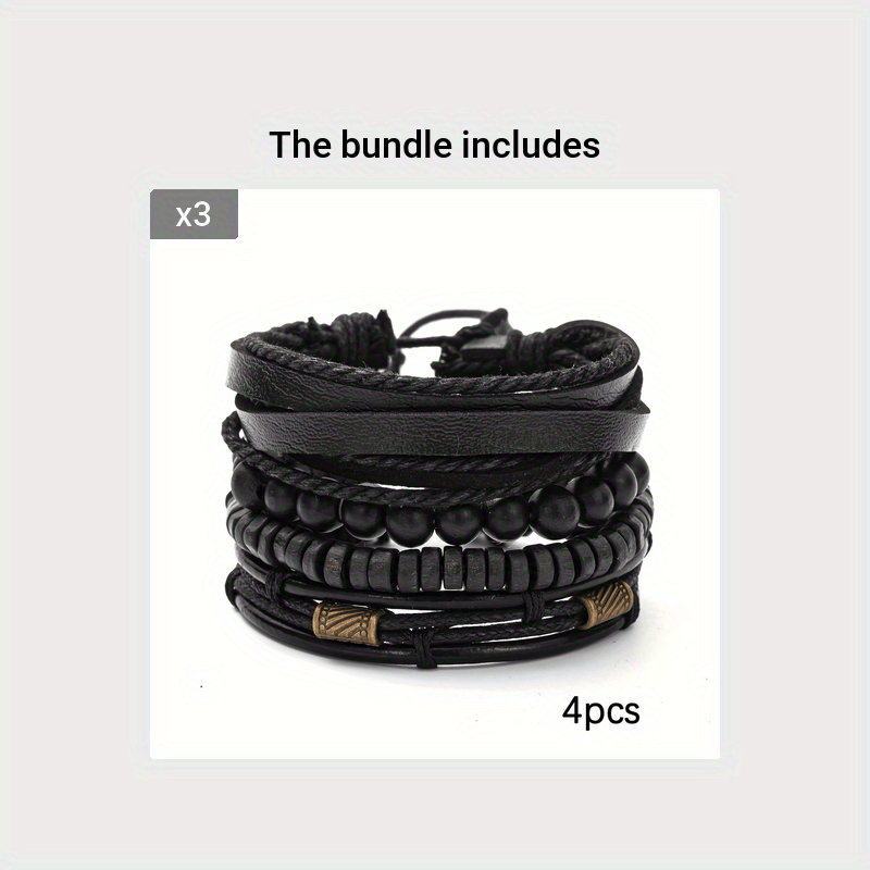 Bracelets with Stylish Leather and Wooden Set for the Modern Man