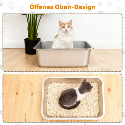 Extra Large Stainless Steel Cat Litter Tray with Low Entry with Durable and Hygienic Design