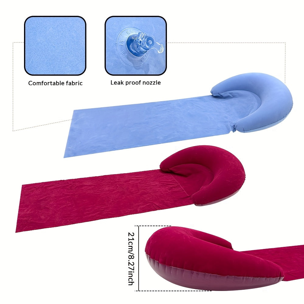 Mat with Comfortable Inflatable Beach Headrest for the Beach and Camping