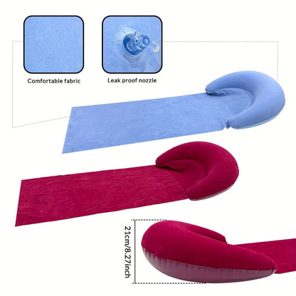 Mat with Comfortable Inflatable Beach Headrest for the Beach and Camping