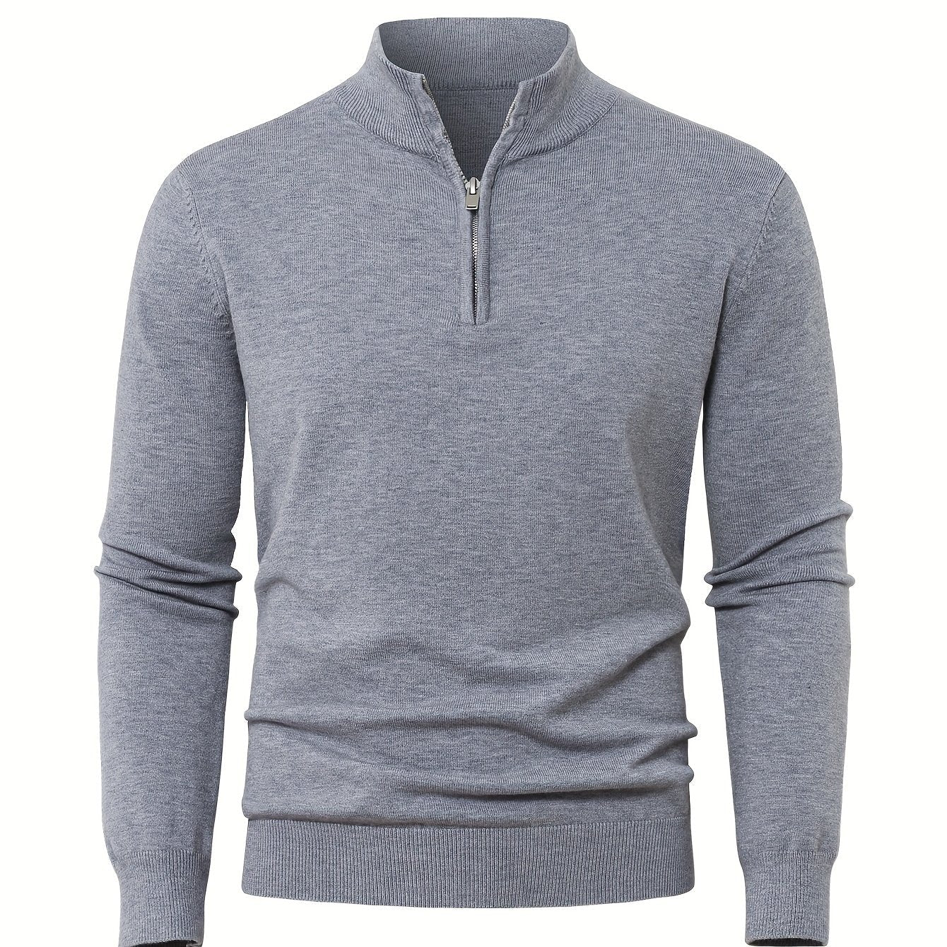 Men's Knitted Jumper with Half Zip with Warm High-Neck Style for Autumn and Winter