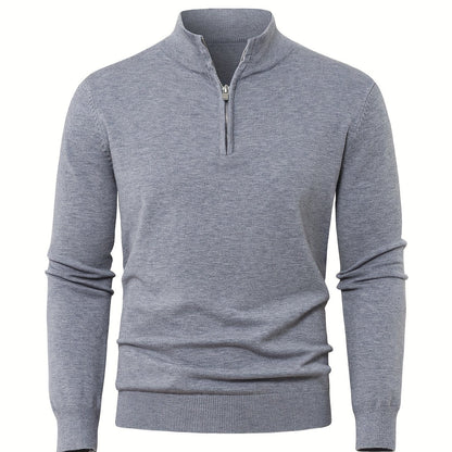 Men's Knitted Jumper with Half Zip with Warm High-Neck Style for Autumn and Winter