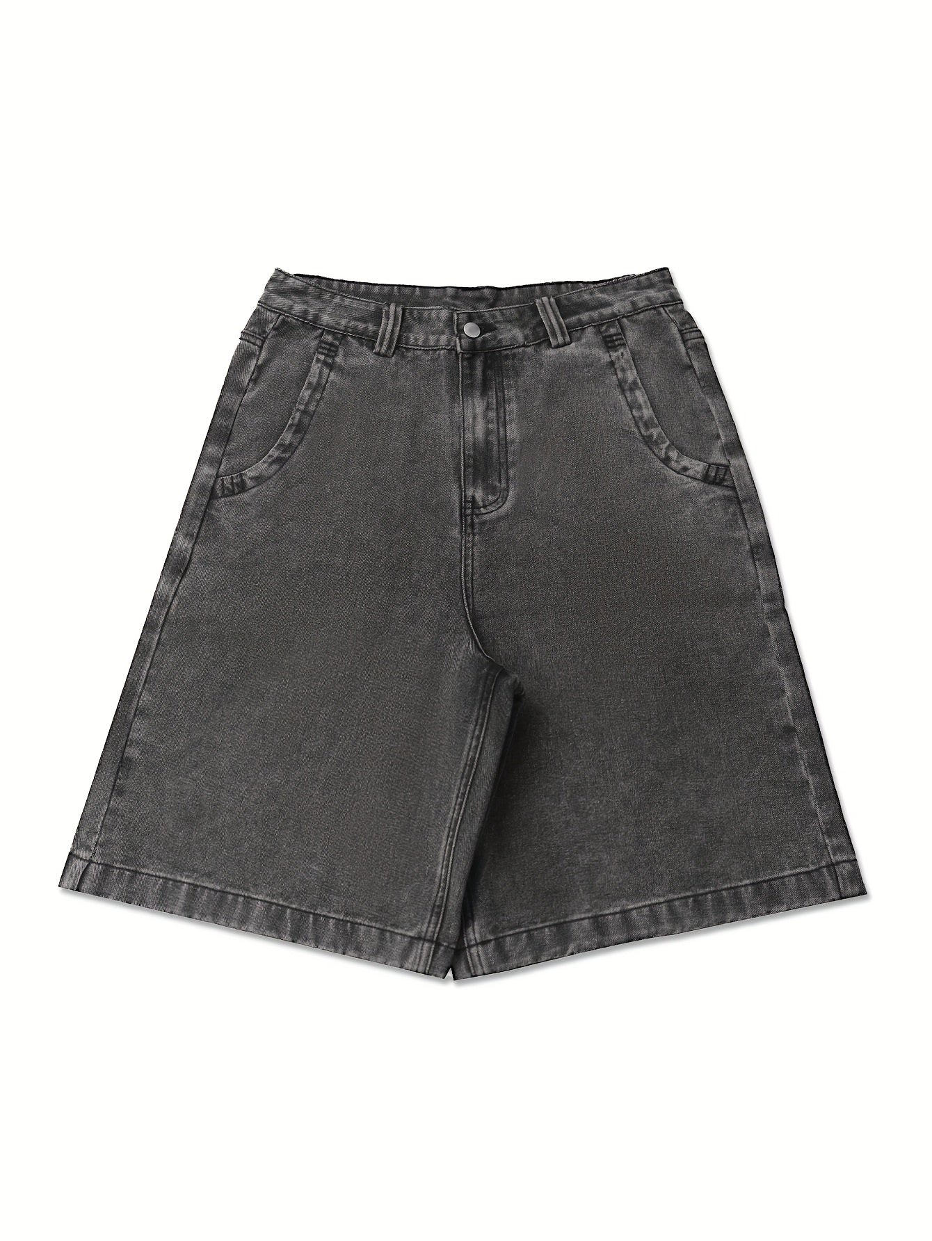 Casual Bermuda Denim Shorts for Loose Fit with Stylish Floral Embroidery