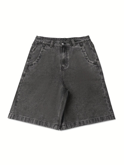 Casual Bermuda Denim Shorts for Loose Fit with Stylish Floral Embroidery
