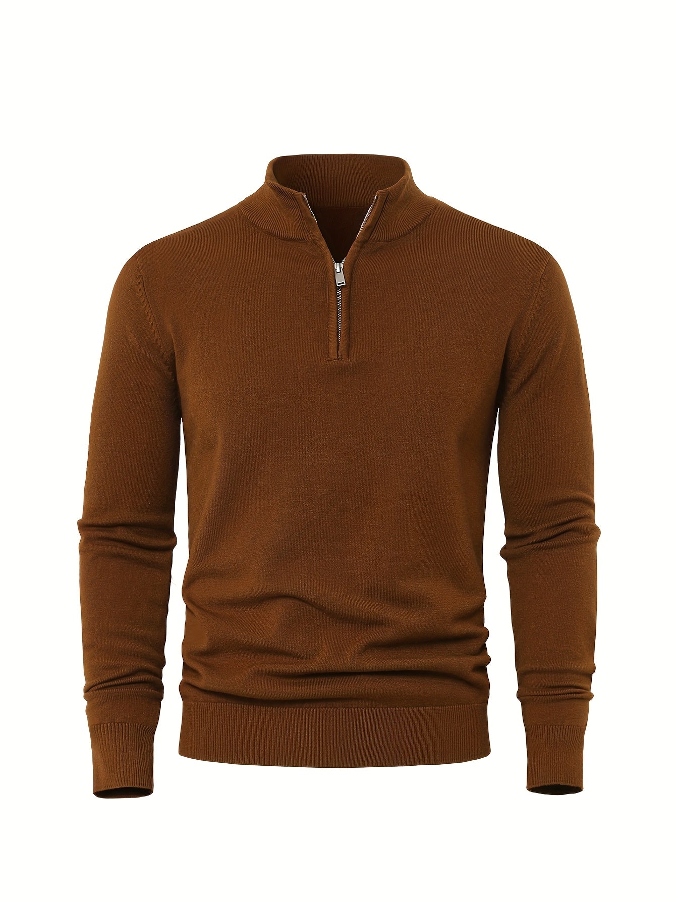 Men's Knitted Jumper with Half Zip with Warm High-Neck Style for Autumn and Winter