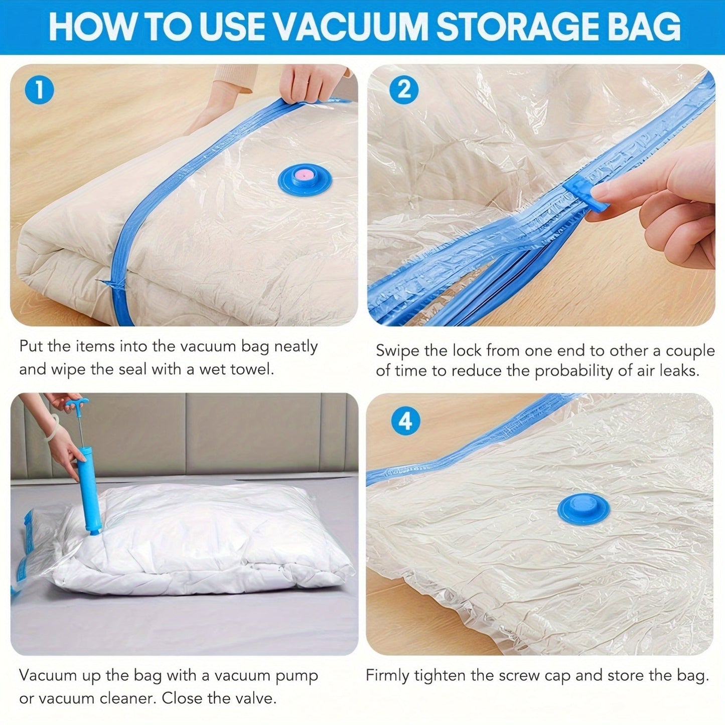 Bags Set of Extra Large Vacuum Storage for Reusable, Waterproof, and Space-Saving
