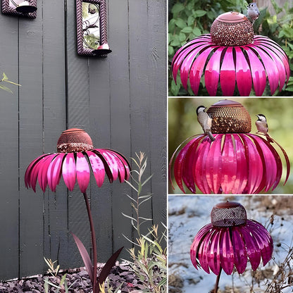 Decorative Bird Feeder House for Garden with Metal Flower Design and Durable