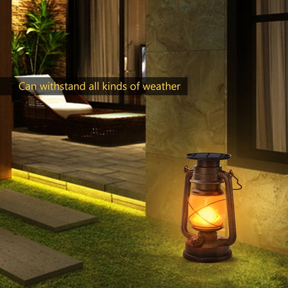 Solar Lanterns Set of 2 for Vintage Dancing Flame LED Lights for Garden and Patio