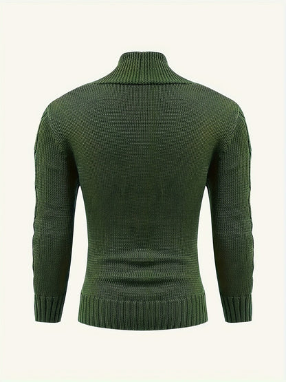 Men's Cable Knit Cardigan with V-Neck for Comfortable and Versatile