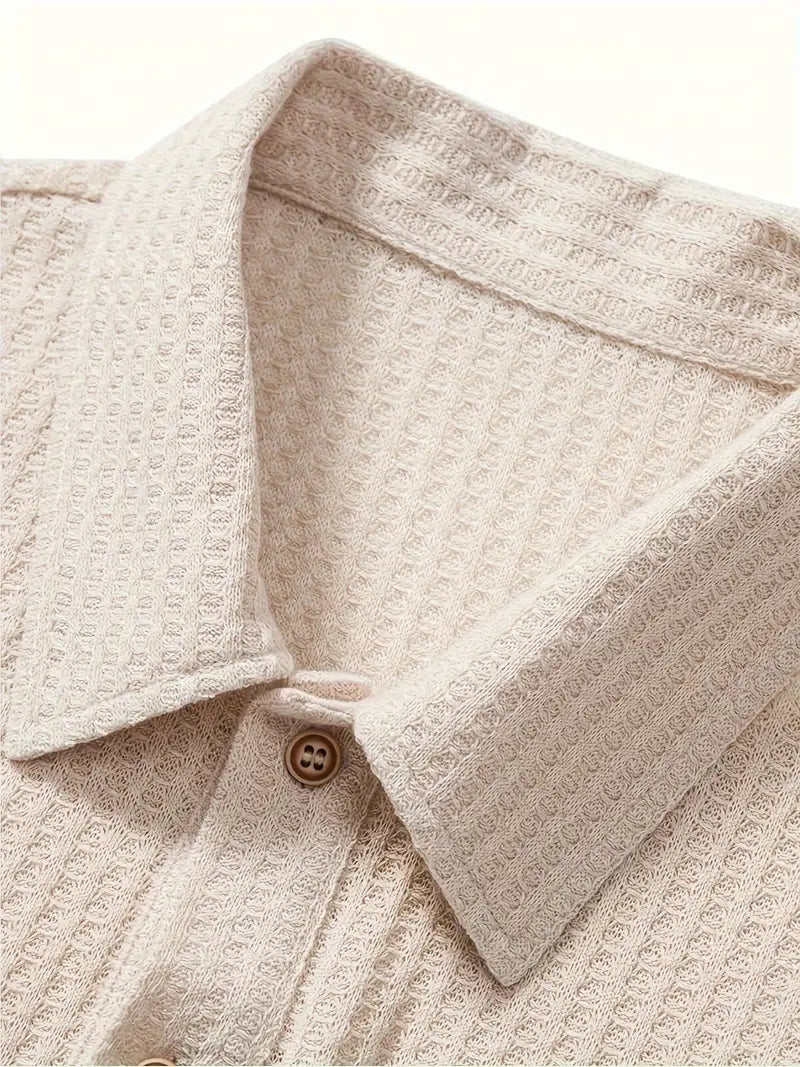 Casual Men's Polo with Ribbed Pattern and Breathable Comfort for Summer