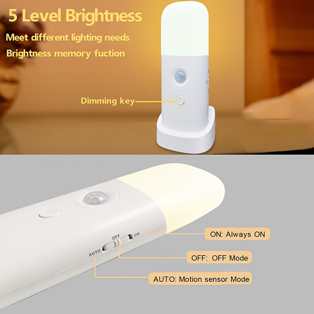 Night Light with LED Motion Sensor for USB Rechargeable and Adjustable Brightness
