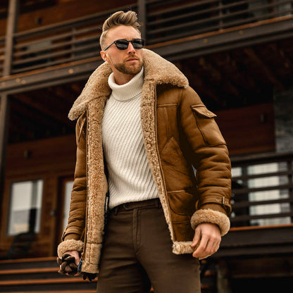 Shearling Aviator Jacket for Men with Warm Comfort and Timeless Style