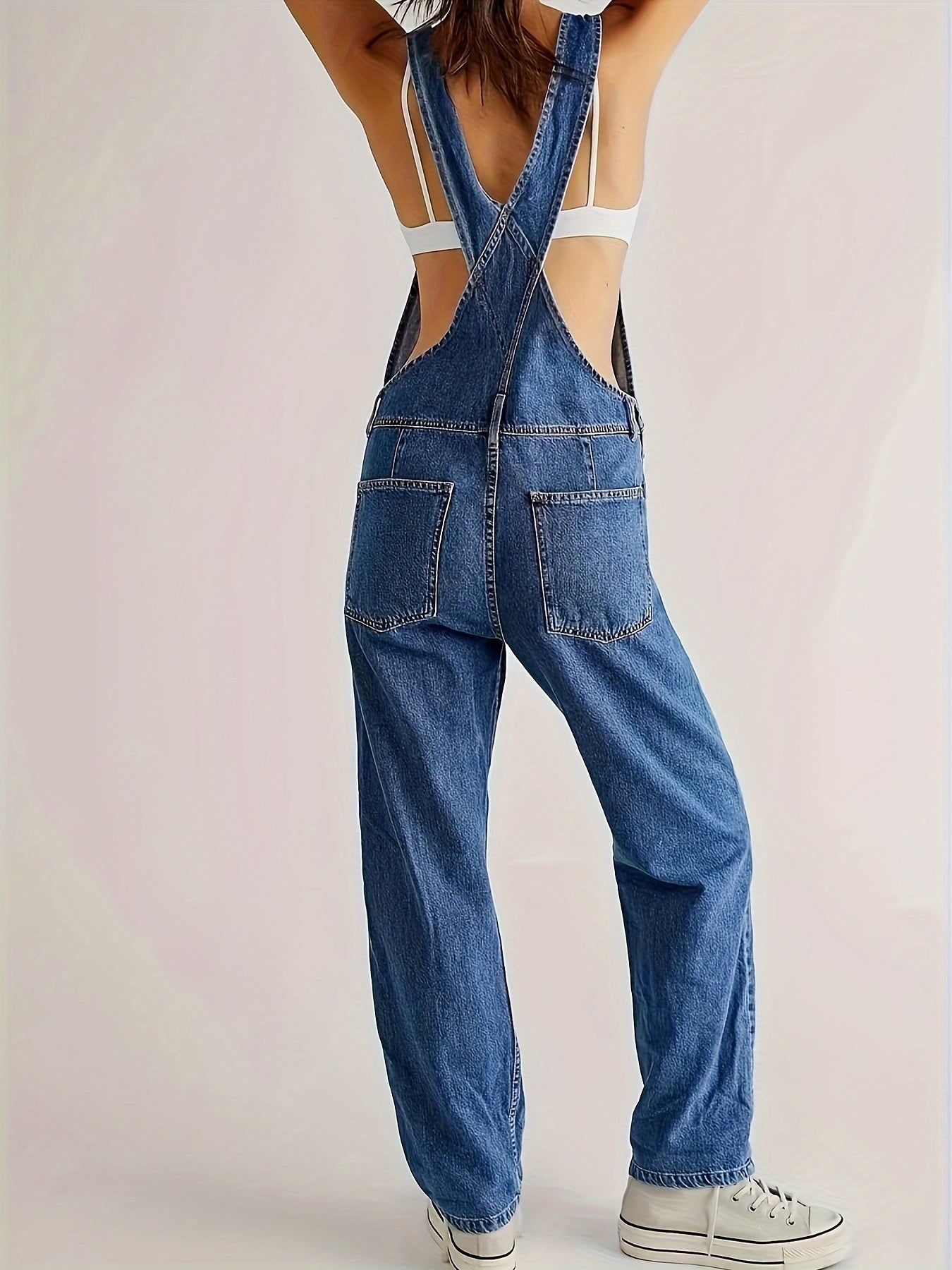 Ladies Denim Dungarees for Casual Overall with Loose Fit
