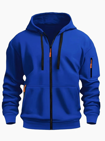 Men's Zip-Up Hoodie with Hood for Casual Outdoor Sweatshirt