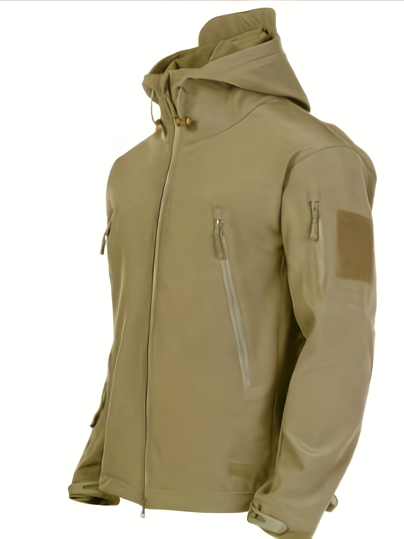 Men's Outdoor Softshell Jacket with Hood and Warm Windproof Lining