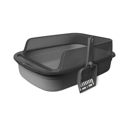 Cat Litter Tray with Raised Edge and Scoop with Splash-Free and Practical Design