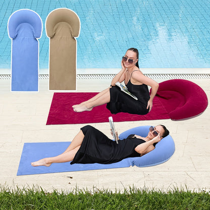 Mat with Comfortable Inflatable Beach Headrest for the Beach and Camping
